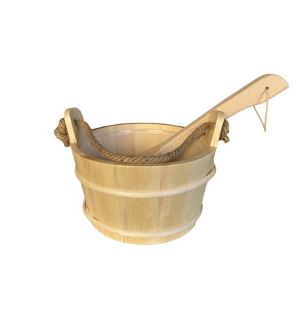 Sauna wooden bucket & ladle